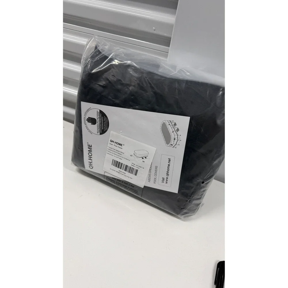 QH.HOME 10x16 FT Oval Pool Cover Black Above Ground Waterproof UV Resistant